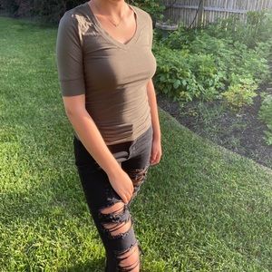 Army Green Fitted shirt